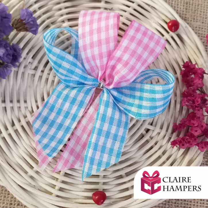 

Pink Blue Plaid / Pita Semat / PITA SOUVENIR ULTAH PROSES CEPAT CUSTOM / Ribbon Pita Jadi Mini / Pita Kupu Kupu