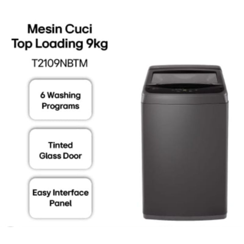 LG MESIN CUCI 1 tabung 9 KG LG T2109NBTM Mesin Cuci Toploading LG 9kg