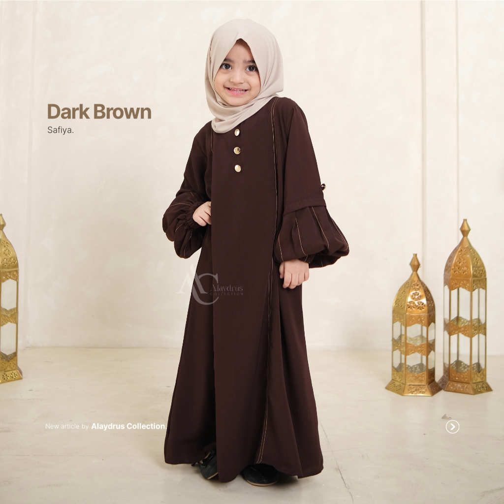 100% AMAN ALAYDRUS COLLECTION SAFIYA ABAYA KIDS HITAM TURKEY GAMIS SYARI MUSLIMAH BAHAN JETBLACK