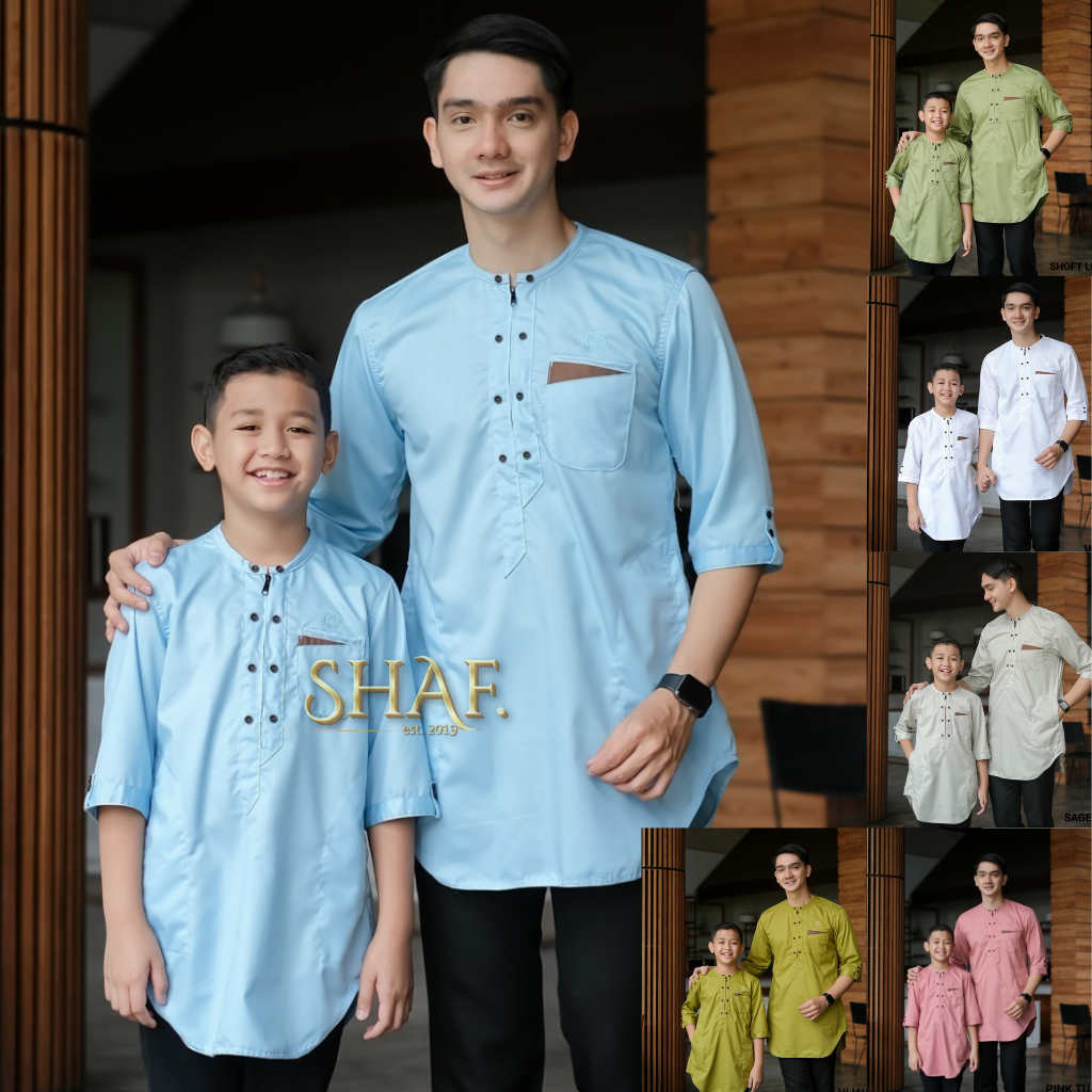 Progressman-Baju Koko Kurta Zipper Pakistan Couple Ayah Dan Anak lengan 3/4 koko kapel pria bahan to