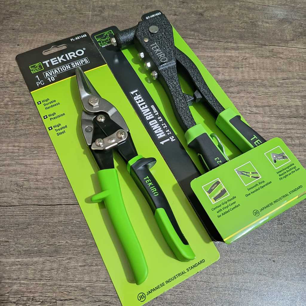 RB1 TEKIRO 2 SET Paket Tang Rivet + Gunting Baja Ringan 10 Inch - Gunting Seng - Gunting Kanal Murah