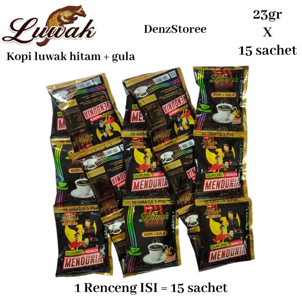 

Kopi Luwak Hitam + Gula 23gr x 15 sachet / 1 Renceng ISI 15