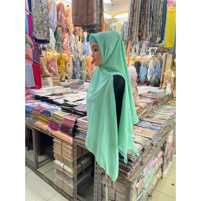 Hijab Instant Zipper Segiempat Ziper Polos Resleting /Kerudung Instan Segi Empat Resleting Zipper tr