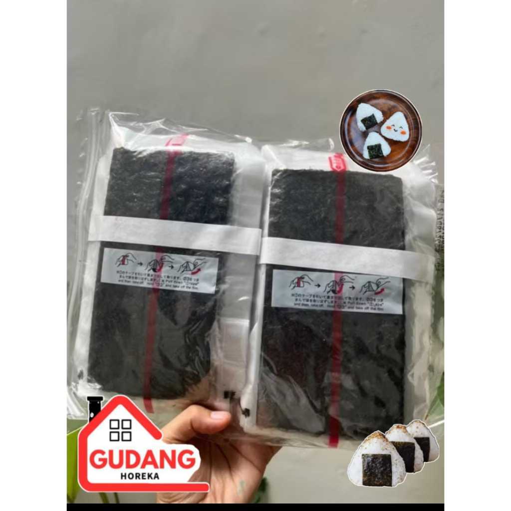 

NORI ONIGIRI / NORI WRAPPER / NORI TRIANGLE / NORI SUSHI MURAH (RUMPUT LAUT/NORI) 100 SHEETS SETARA NORI ONIGIRI JEPANG
