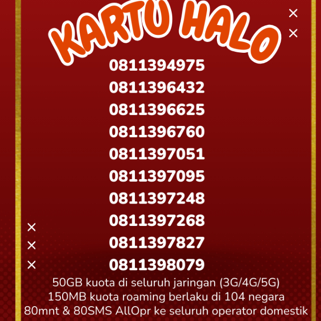 Kuota 50GB  Telkomsel kartu halo 10 digit nomor cantik Nomor langka 14