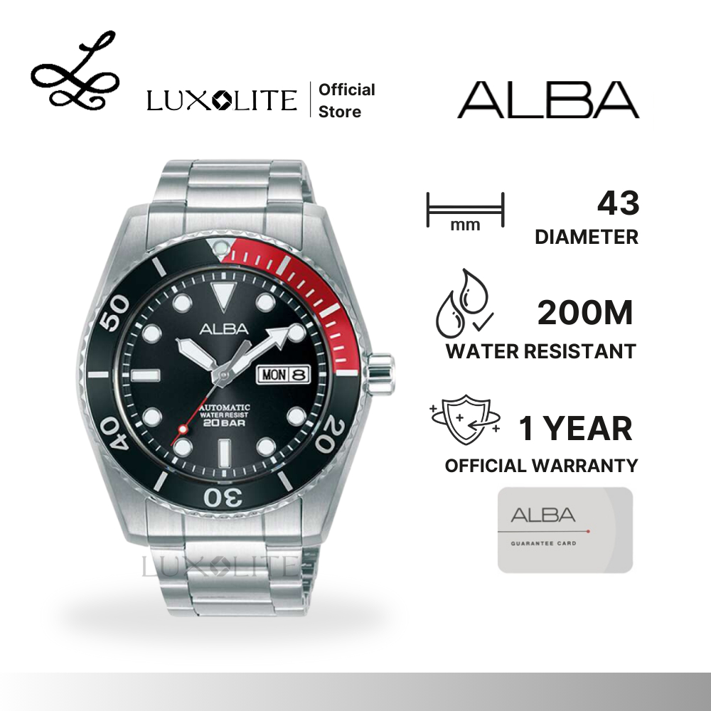 [Luxolite] ALBA Jam Tangan Pria Mechanical AL4293/AL4293X1 Automatic Black Dial Stainless Steel