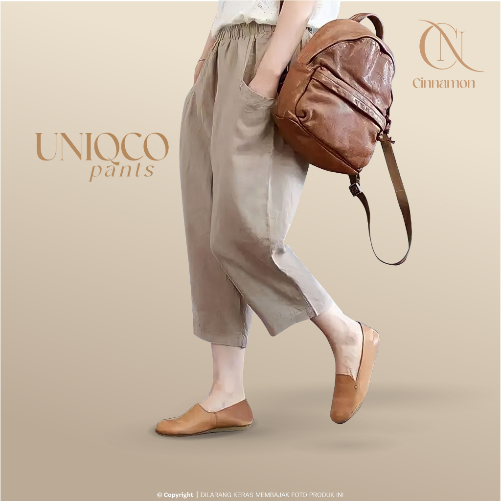 Cinnamon Uniqco Pants Celana Wanita Kasual - Ankle Pants Celana Katun Wanita Stretch - Celana Korea