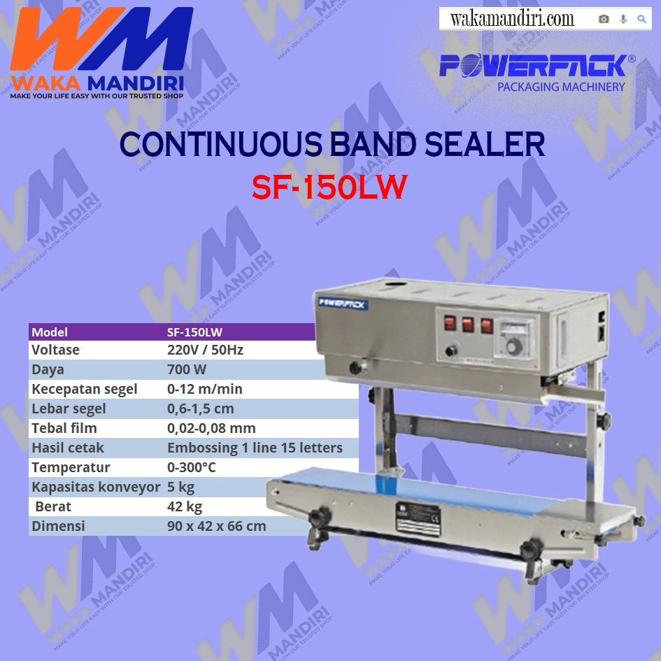 SF-150LW POWERPACK Mesin Penyegel Kemasan SF 150LW Segel Plastik Continuous Band Sealer Menyegel Kem