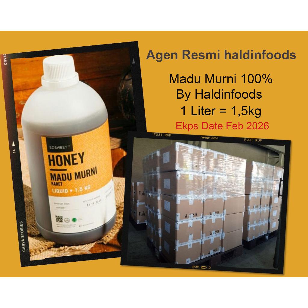 

Madu Haldinfood Murni 100% Hevea 1,5kg ( 1Liter )