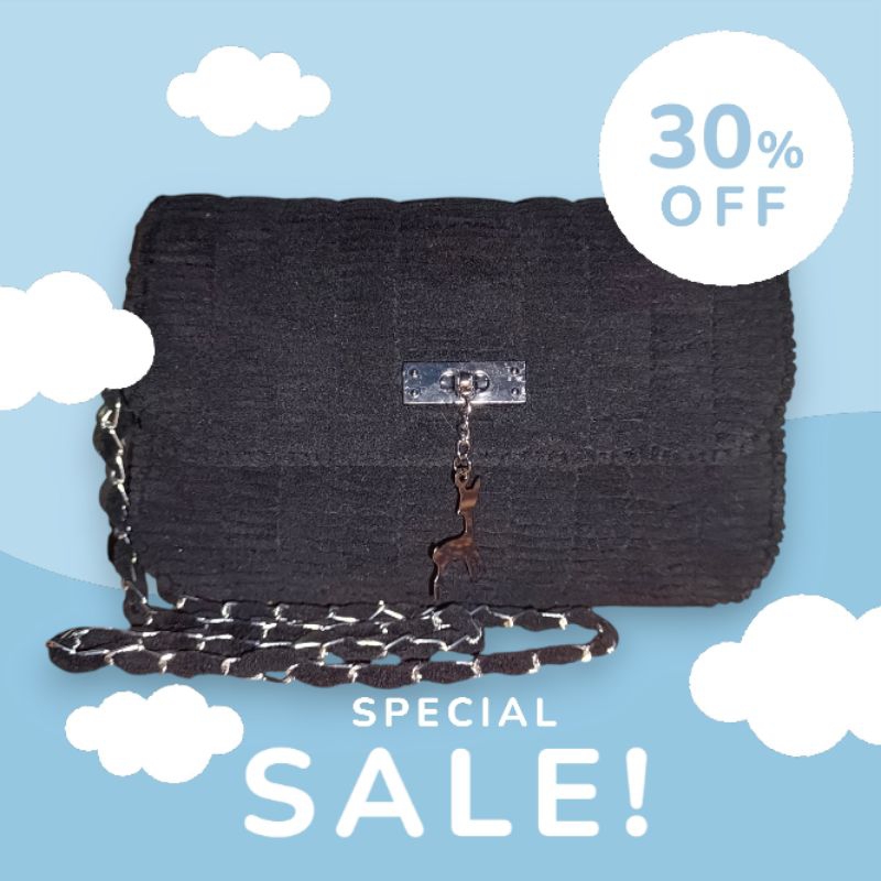 [SALE] Tas Kanvas Rajut Benang Chenille || Sling Bag || Chenille Yarn Knitted Canvas Bag