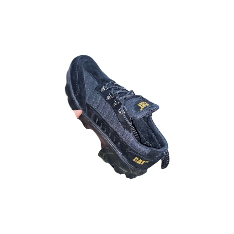 Sepatu Safety Cat Hitam Ujung Besi Sol Karet Jahit Keliling