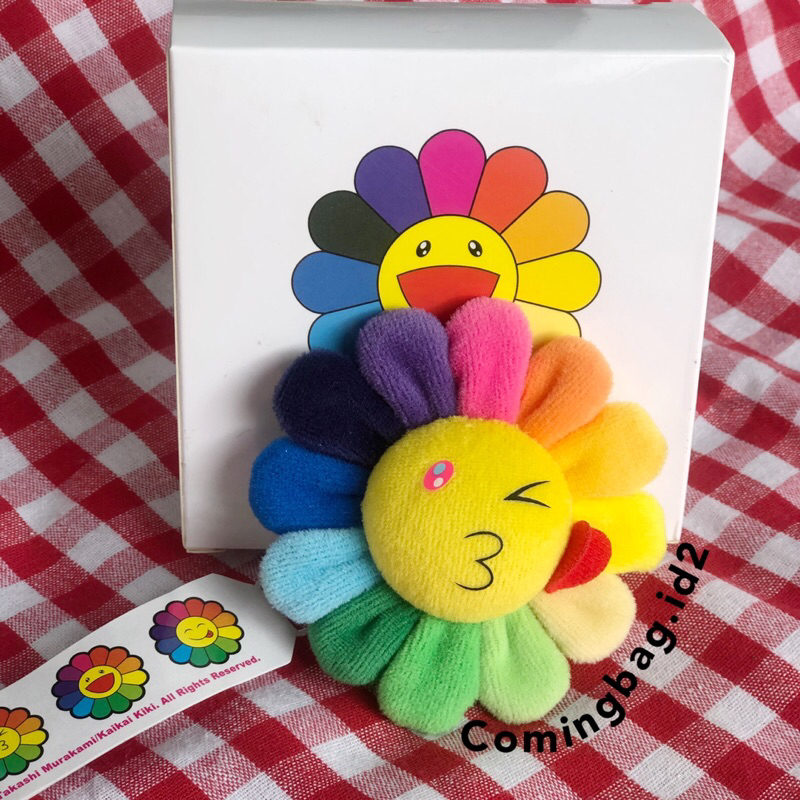 bag charm takashi murakami 2 sisi rainbow smile timbul love