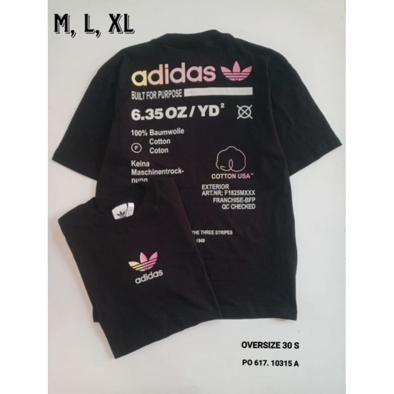 kaos t shirt oversize adidas pria bahan cotton combed 30s