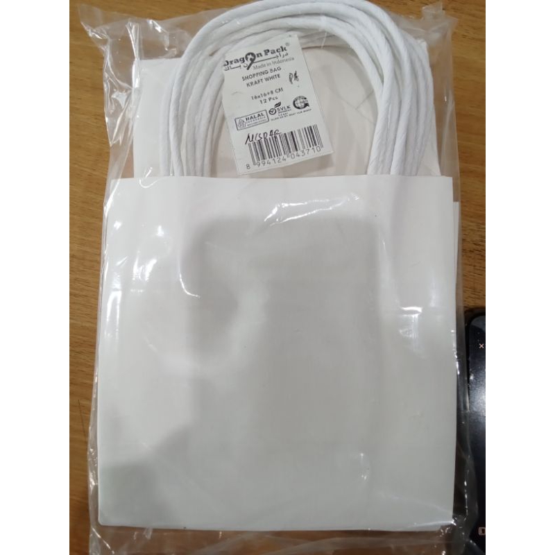 

shopping bag white 16.*16+8.isi 12 pcs