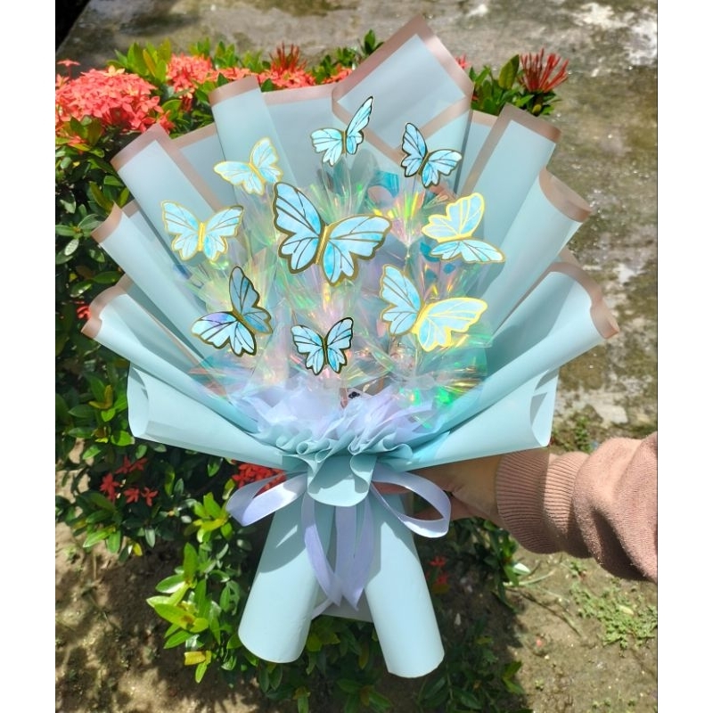 Buket kupu-kupu lampu LED / Buket hadiah / buket wisuda / buket kupu-kupu / buket mini