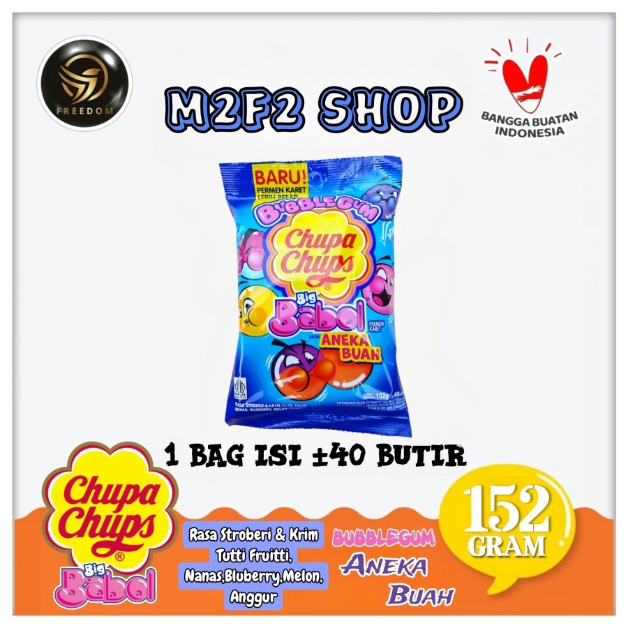 

Bubble Gum Chupa Chups Big Babol Assorted | Permen Karet Rasa Aneka Buah | Bag - 152 gr (Kemasan Satuan)