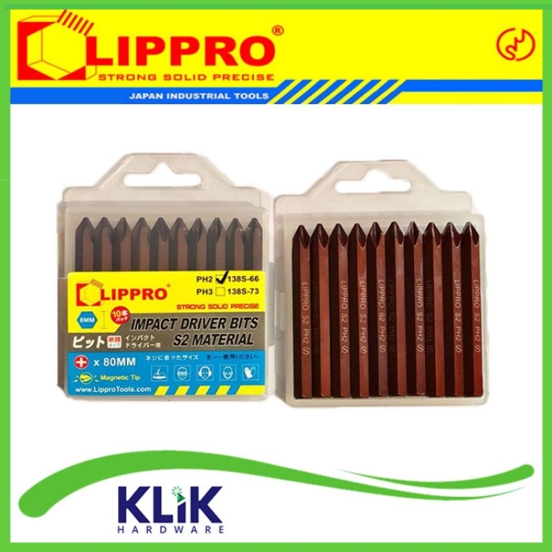 LIPPRO Mata Obeng Ketok Heavy Duty Impact Driver Bit PH2 PH3 (+) S2