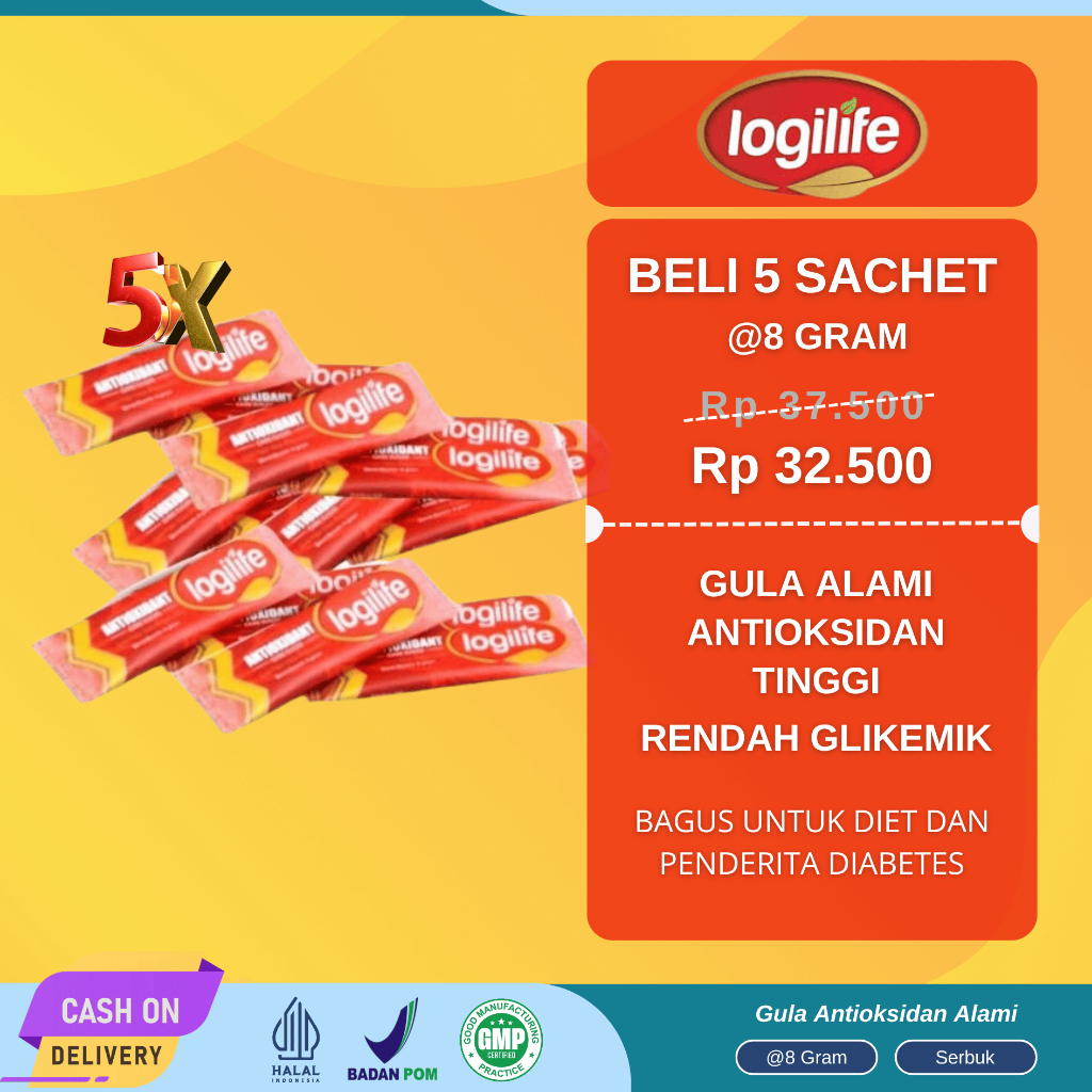 

[ECER 5 SACHET] Logilife Gula Pemanis Sehat Alami Untuk Diet dan Diabetes Antioksidan Tinggi