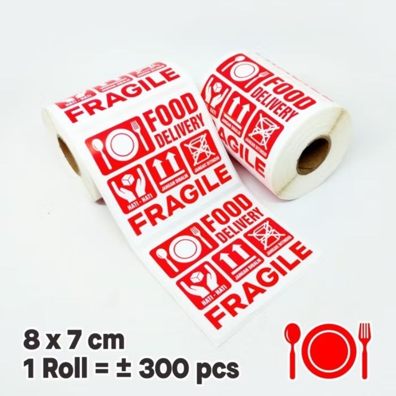 

STICKER FRAGILE FOOD DELIVERY LABEL PENGIRIMAN MAKANAN 300PCS 1 ROLL 8 X 7 CM - STICKER MAKANAN FRAGILE AWAS PECAH JANGAN DIBANTING FOOD ONLY