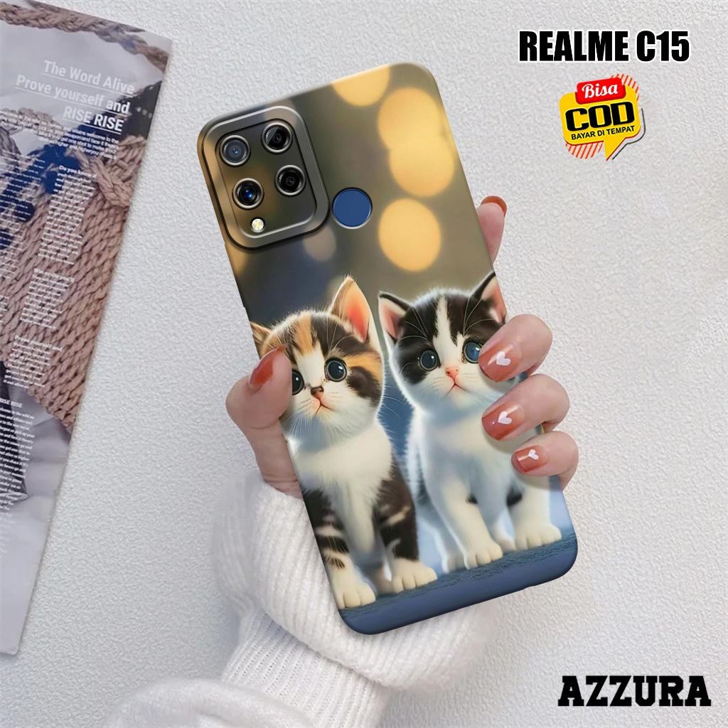 AZZURA - Case Realme C15 - Fashion Case Cats - Softcase Realme C15 - Casing Hp Realme C15 - Kasing H