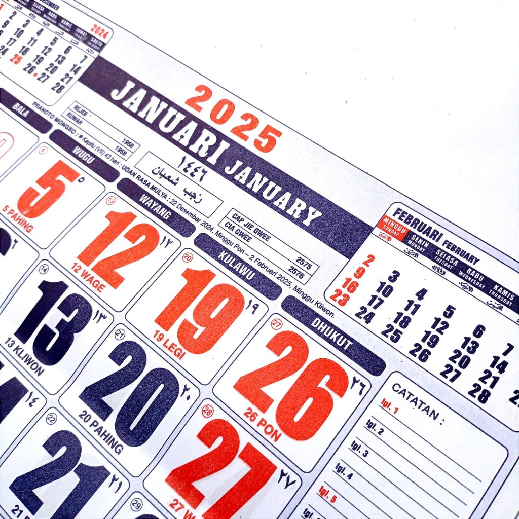 

Kalender Dinding Jumbo Besar 48x32 Cm12 Halaman Per Halaman 1 Bulan 2025 Besar Jumbo