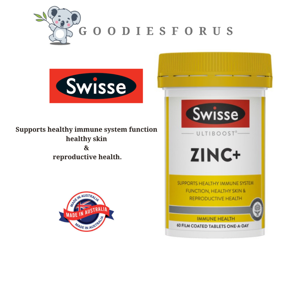 Swisse Zinc+ isi 60 tablet (untuk jerawat dan kesehatan kulit) skin health/Vitamin Zinc