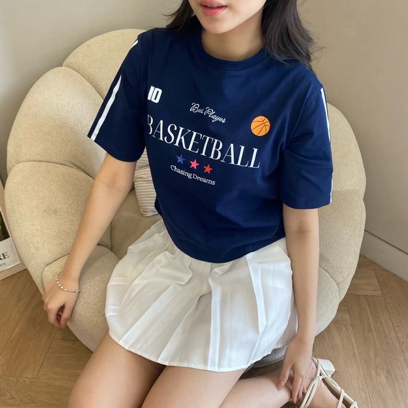 Kaos Crop Oversize Wanita lengan pendek Basketball - RELAXAR