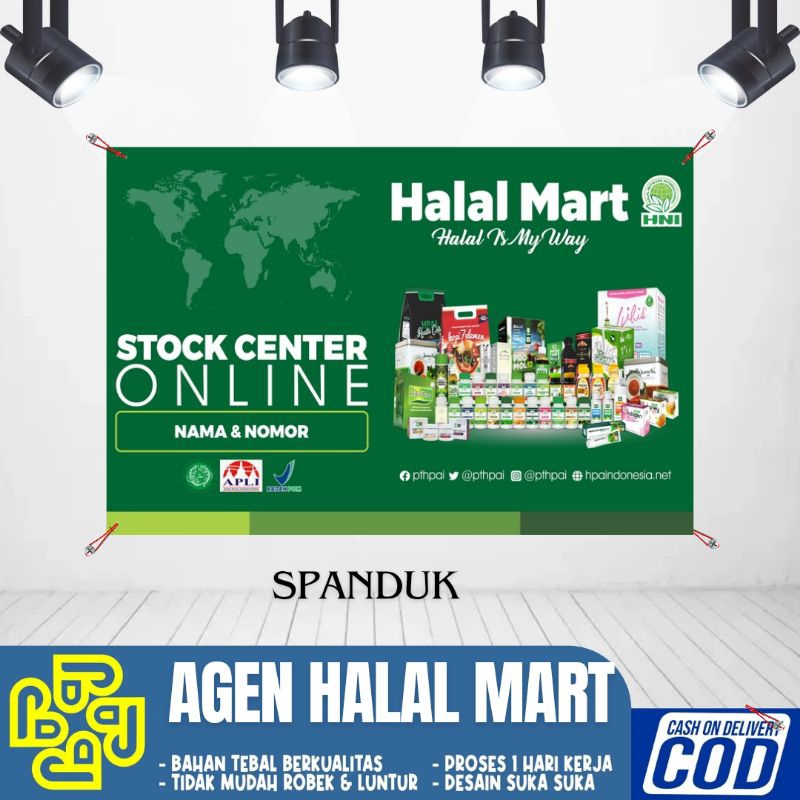 SPANDUK BANNER BACKDROP AGEN HNI Halal Mart Hijau termurah