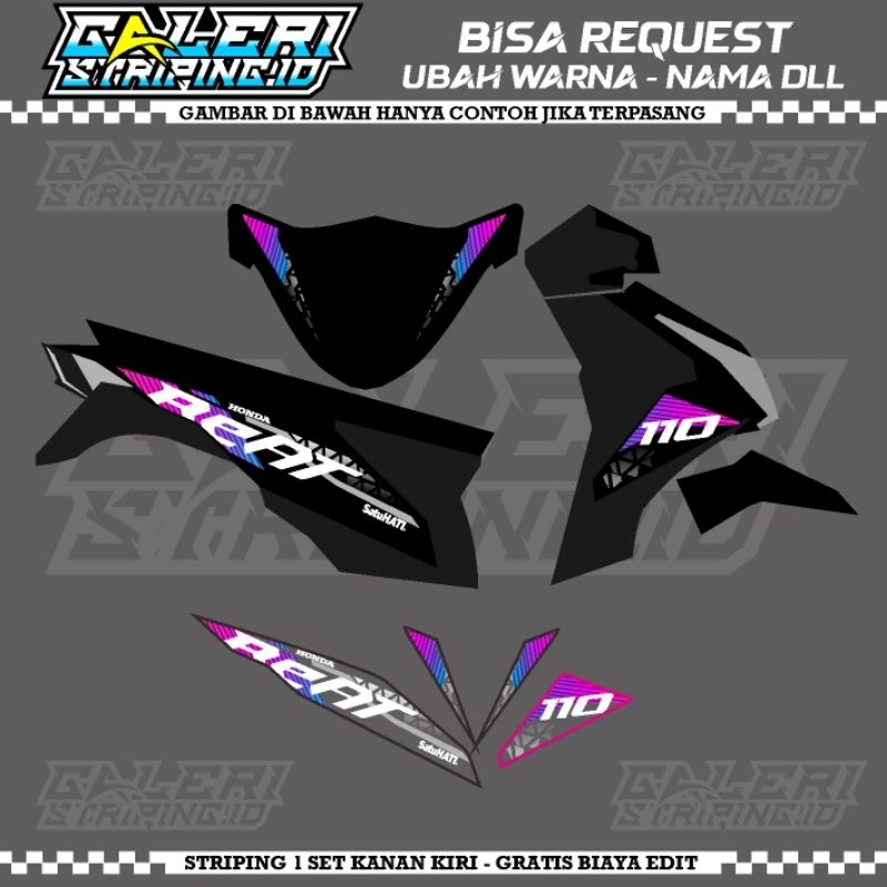 Striping Beat Fi Transparan 2013-2015 Custom Rainbow