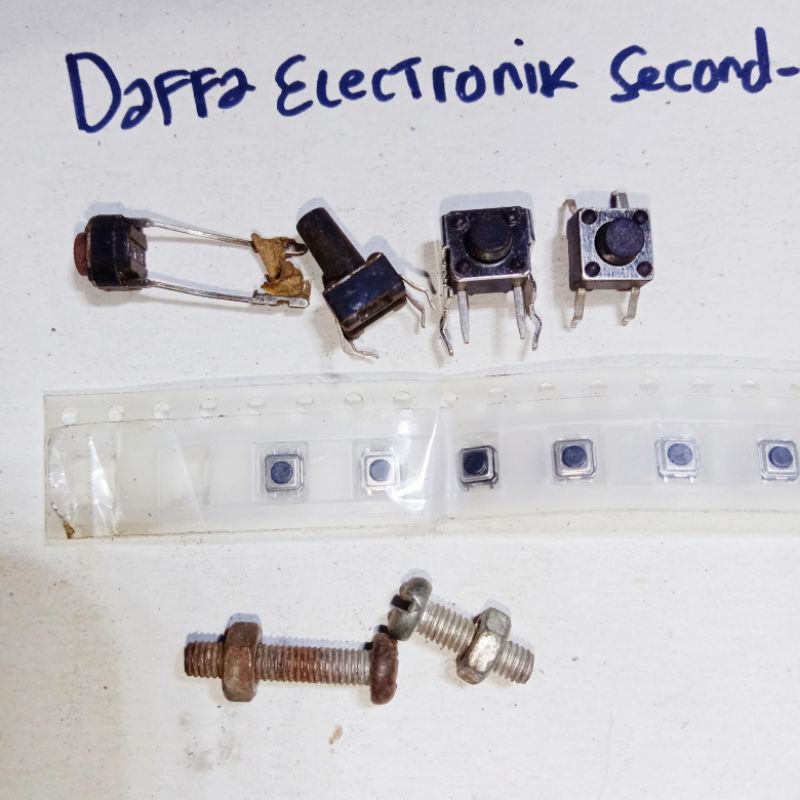 tombol button tv tabung led hp ps2 semua ukuran bisa custom | baut mur ic | mosfet tr | mika transis