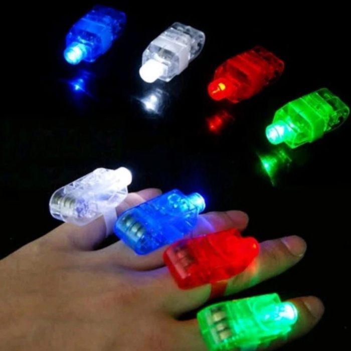 LAMPU SENTER JARI TANGAN WARNA 4 PCS / SENTER LED ANAK MURAH / SENTER SEPEDA