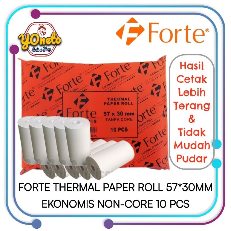 

Kertas Thermal Roll FORTE 57*30mm Non Core (Kemasan Ekonomis isi 10PCS) Untuk Mesin Kasir/BRI LINK