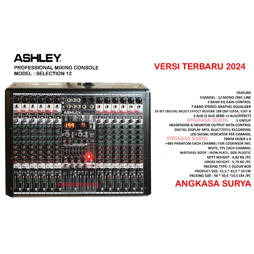 Mixer Ashley Selection 12 Original / Mixer Audio 12 Channel Ashley Selection12 Effect Reverb 199 dsp