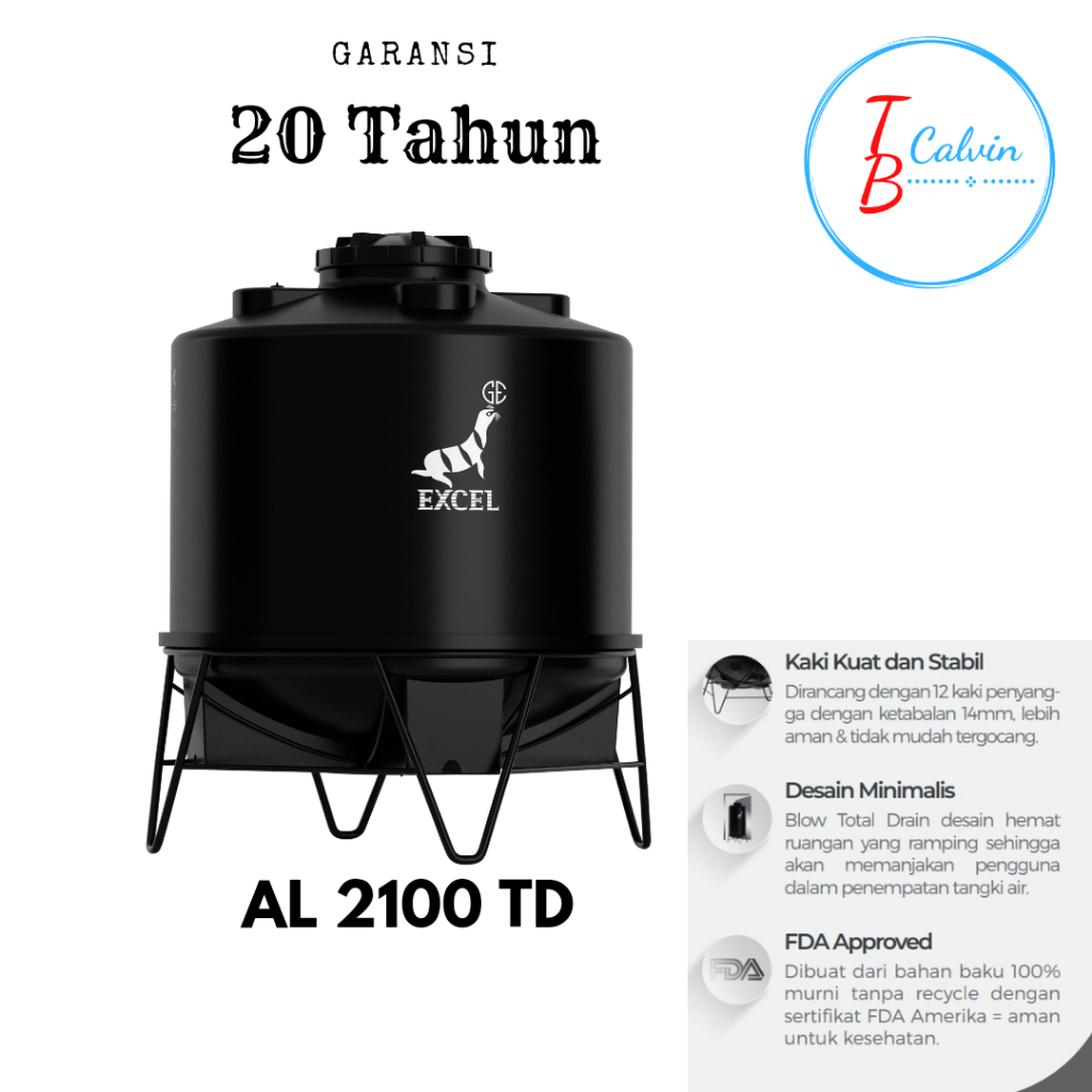 Tangki Air Drain Excel 2000 Liter AL 2100 TD / Toren Air Kuras Excel 2100 Liter
