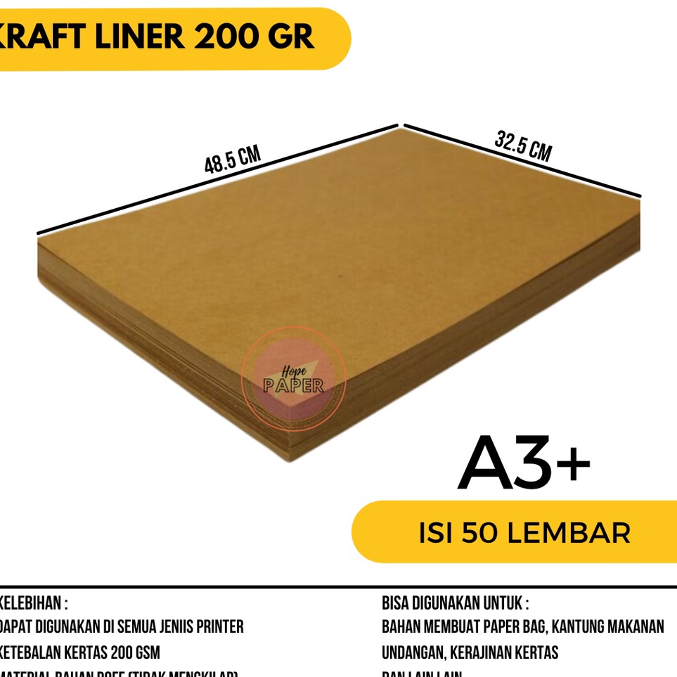 

ys Ready Kertas Paper Bag Lembaran 2 gsm Kraft Liner A3 Plus isi 5 lembar Bahan Paper Bag Brown Kraft Paper A69