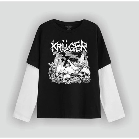Zuro - T-shirt Double layer Kruger long sleeve  kaos pria wanita