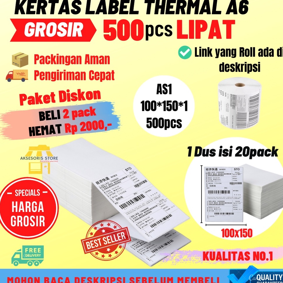 

rp Ready stock KERTAS THERMAL LABEL STICKER BARCODE 5PCS LIPAT UKURAN A6 1X15 C75