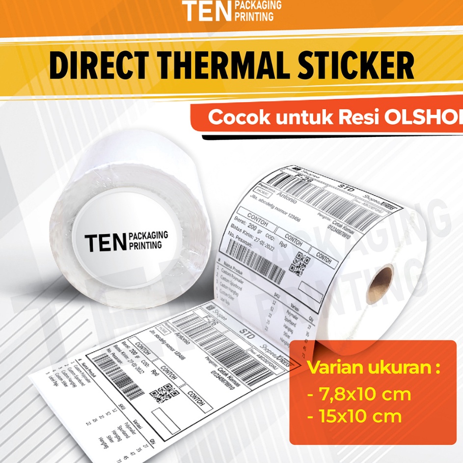 

8m Stok Banyak Kertas Thermal 1x15 mm isi 5 Pcs Label thermal barcode SheetRoll A6 Label Resi Thermal 1x15 cm untuk resi pengiriman olshop W48