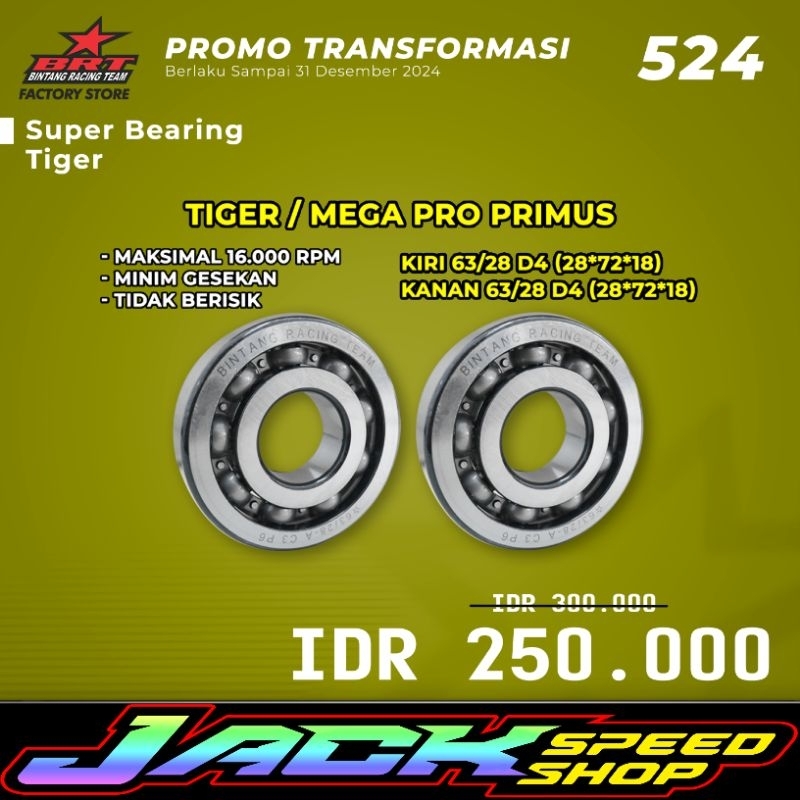 BEARING KRUK AS BRT TIGER MEGAPRO OLD PRIMUS MP TIGER REVO GL PRO MAX NEOTECH LAHER LAHAR KLAHER KLA