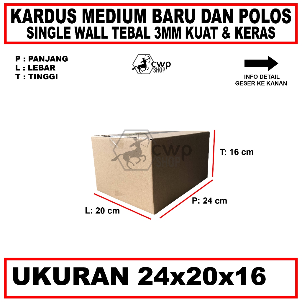 

Kardus Box Karton Packing Polos 24x20x16