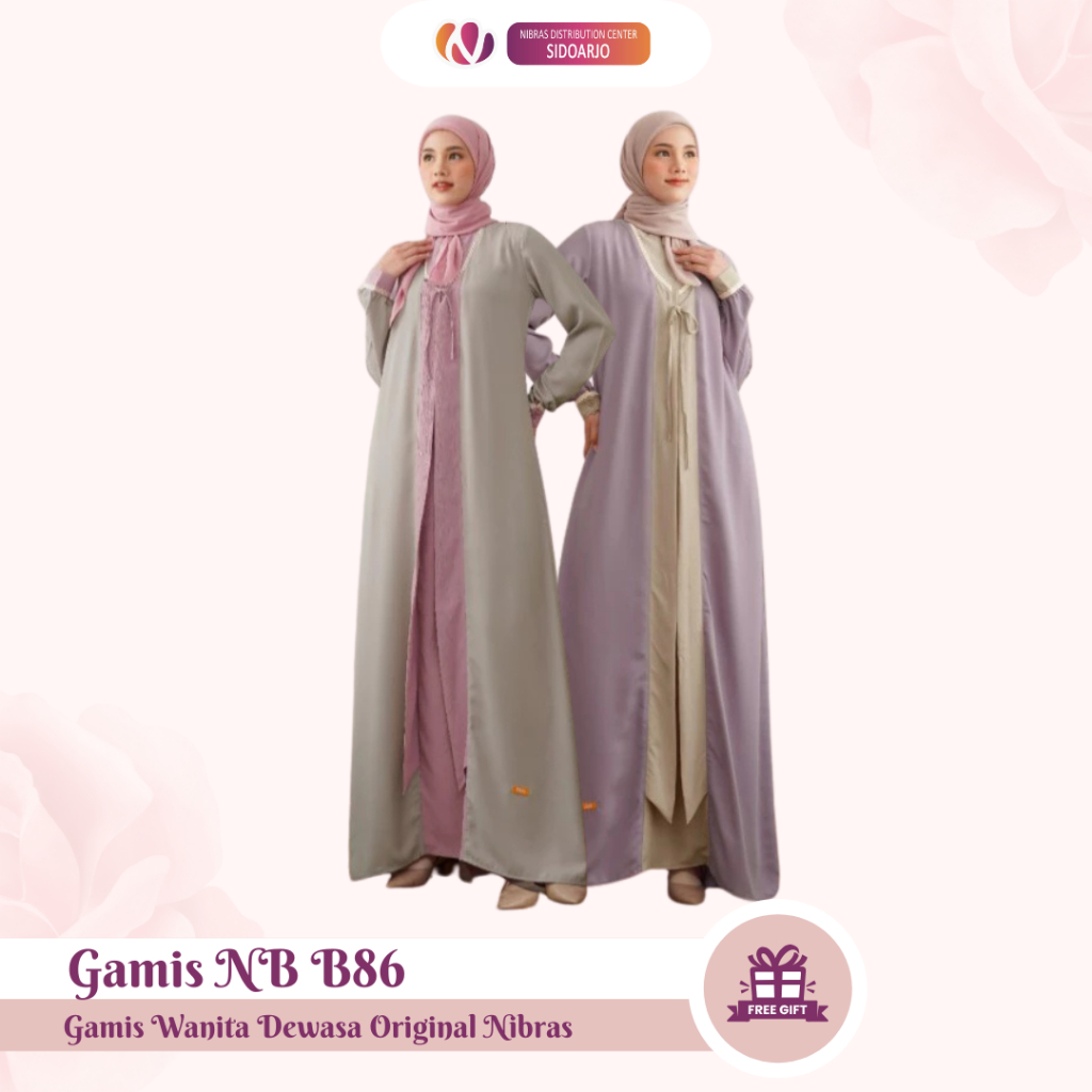 Gamis Simple Gamis Daily Dress Wanita Muslimah Lilac & Rose Nibras NB B86