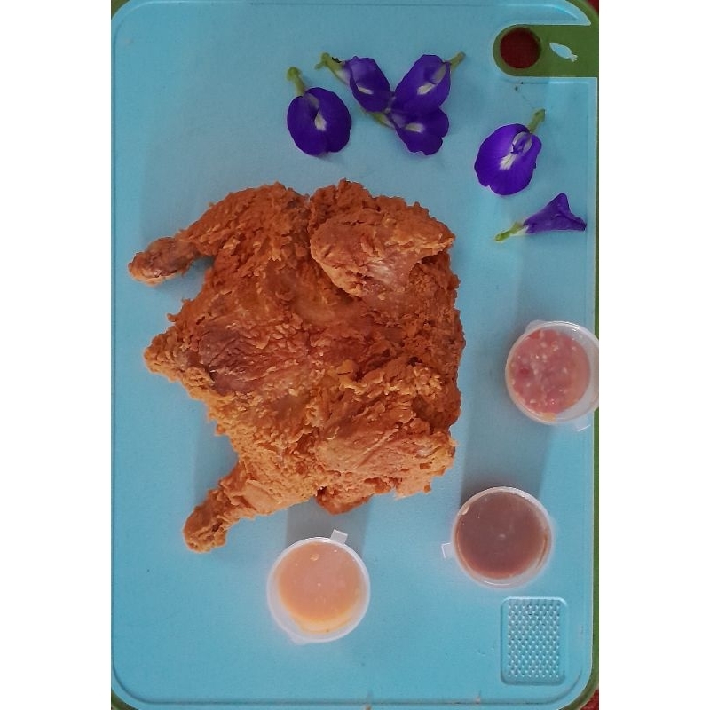 

ayam utuh krispi renyah saos keju, bawang, bbq