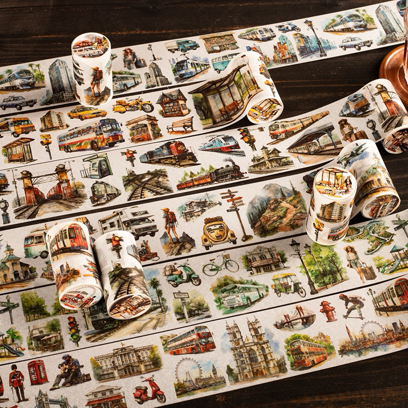 

(1FA) washi tape selotip pria wanita travel eropa gedung sejarah historical building train europe