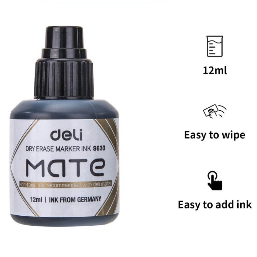 

DELI - S630 Tinta Isi Ulang Spidol Erase Marker Hitam Merah Biru