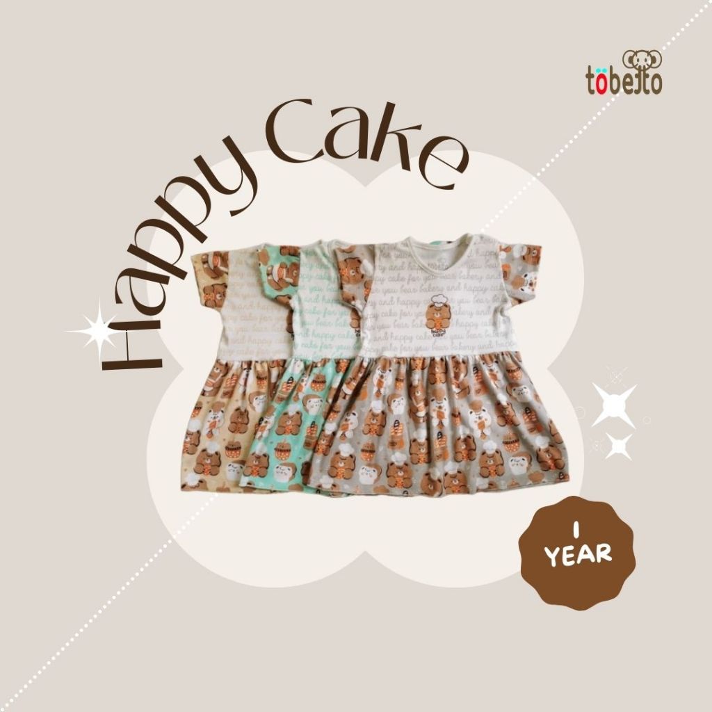 TOBETTO Dress Pendek Kancing 1 tahun Katun Double Knit Halus BISA ORDER LUSINAN GROSIR