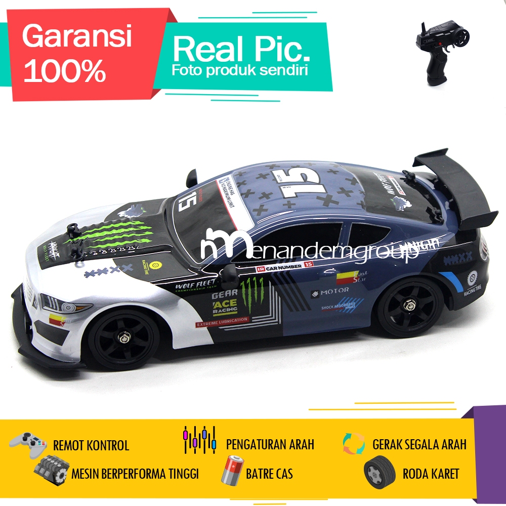 Mainan Mobil Remot Kontrol RC Drift 4WD Sedan Balap Propo Mustang Gear Ace Asep