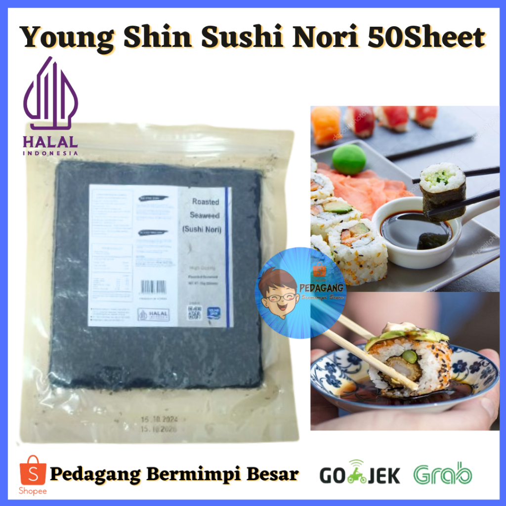 

Young Shin Sushi Nori 50 SHEET/ Sushi Nori 50s Halal/ Sushi Nori/ Rumput Laut