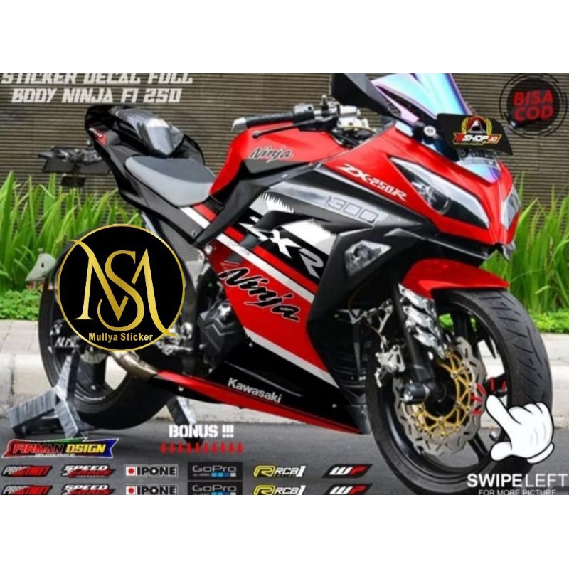 Stiker Decal Ninja FI 250R Full Body Grafis Merah Glossy