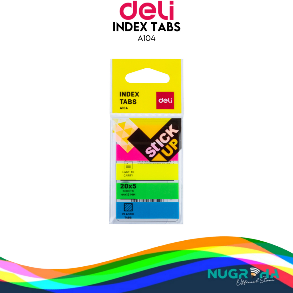 

Deli A104 Stick Notes Pembatas Buku | 44x12mm | 100sheet=20x5warna