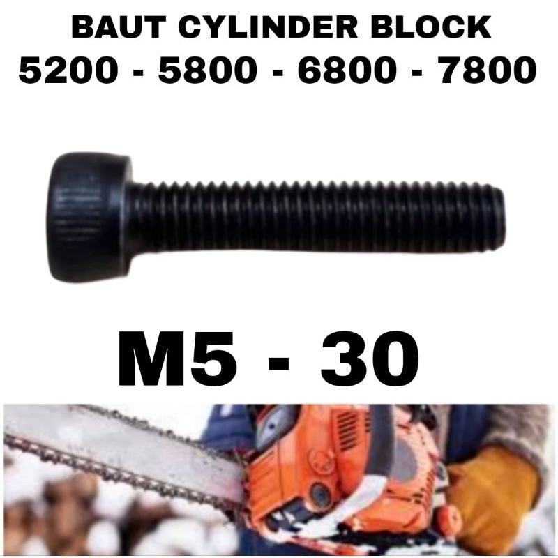 Baut Cylinder Block Blok Boring Puring Chainsaw 5200 5800 598